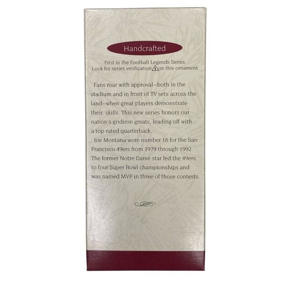 Joe Montana Football Legends 1st in Series 49ers Hallmark Ornament - Picture 3 of 3